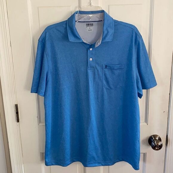 🔥3/$20🔥 Izod blue lightweight polo shirt size L - Picture 1 of 9